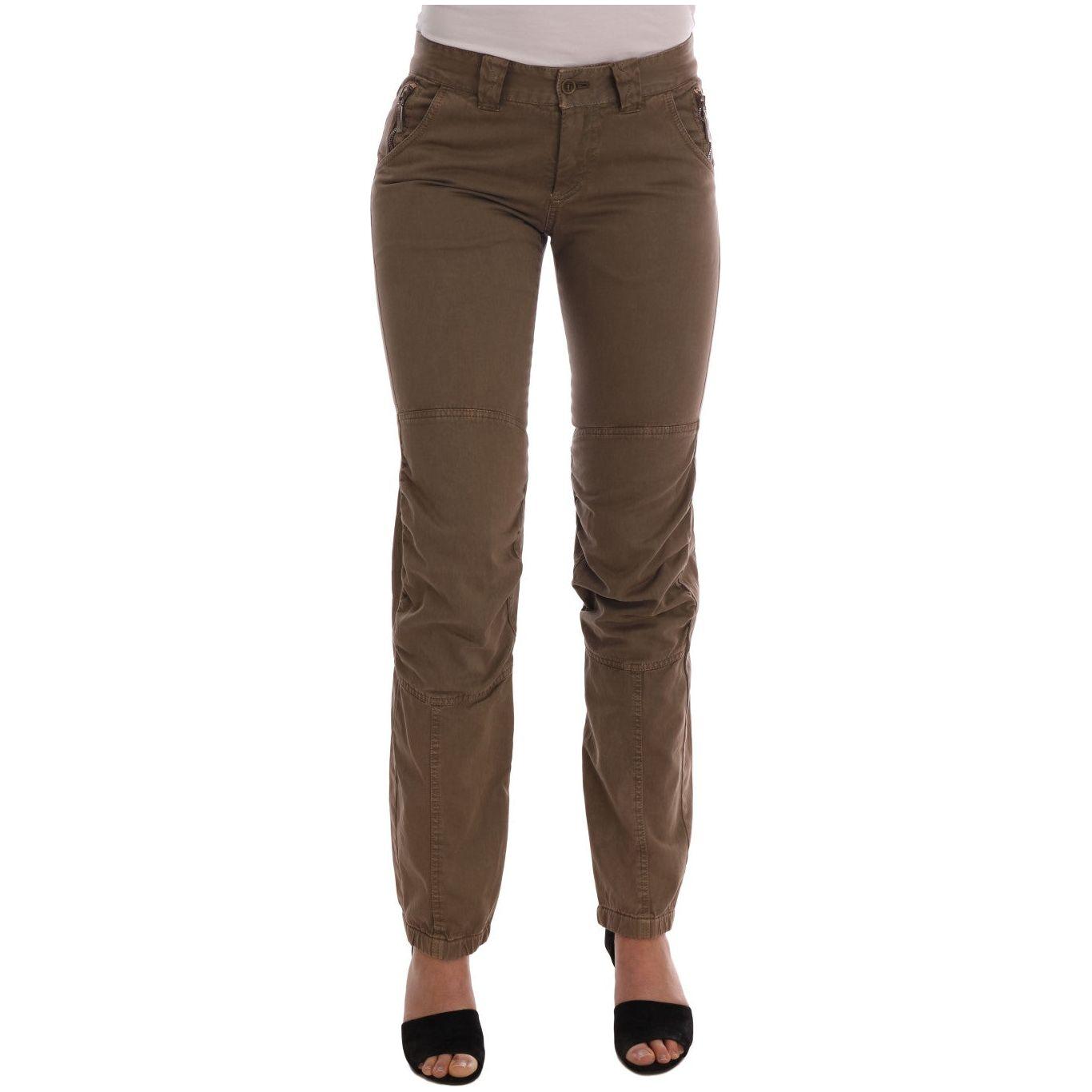 Ermanno Scervino Brown Cotton Casual Slim Fit Pants BYX1159-1
