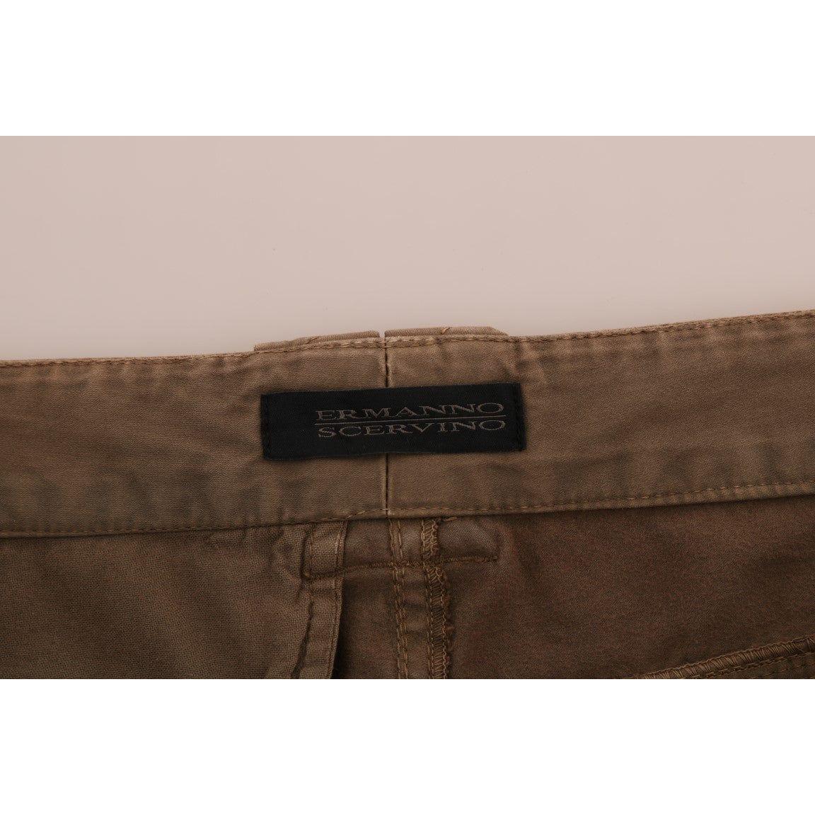 Ermanno Scervino Brown Cotton Casual Slim Fit Pants BYX1159-1