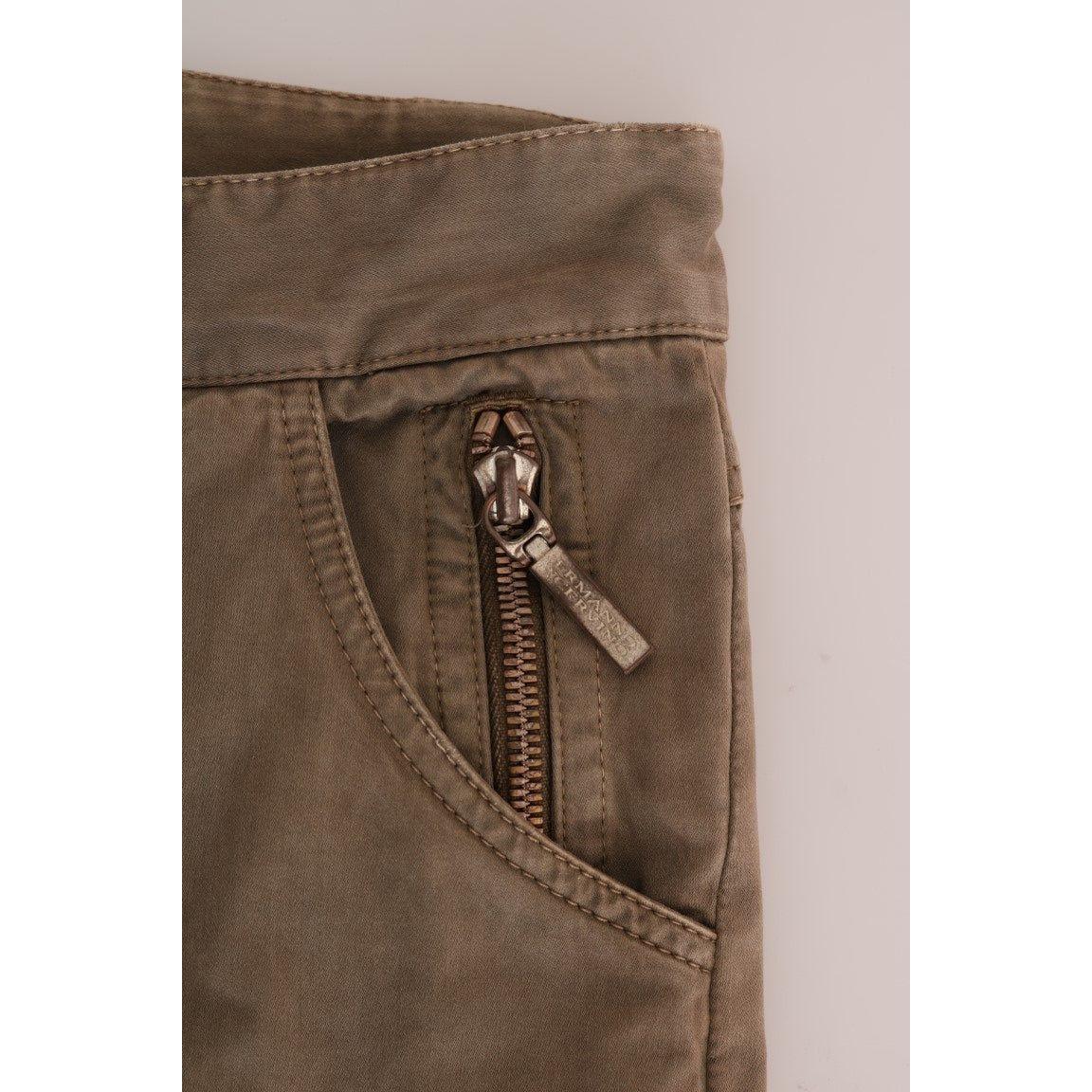 Ermanno Scervino Brown Cotton Casual Slim Fit Pants BYX1159-1