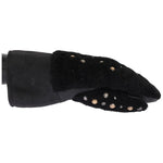 Dolce & Gabbana Black Leather Shearling Studded Gloves LB159-1