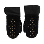 Dolce & Gabbana Black Leather Shearling Studded Gloves LB159-1