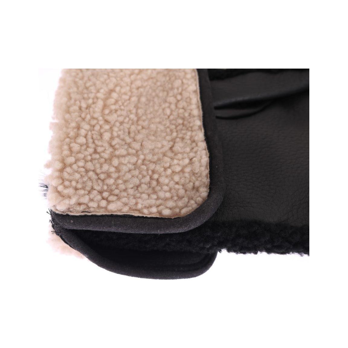 Dolce & Gabbana Black Leather Shearling Studded Gloves LB159-1