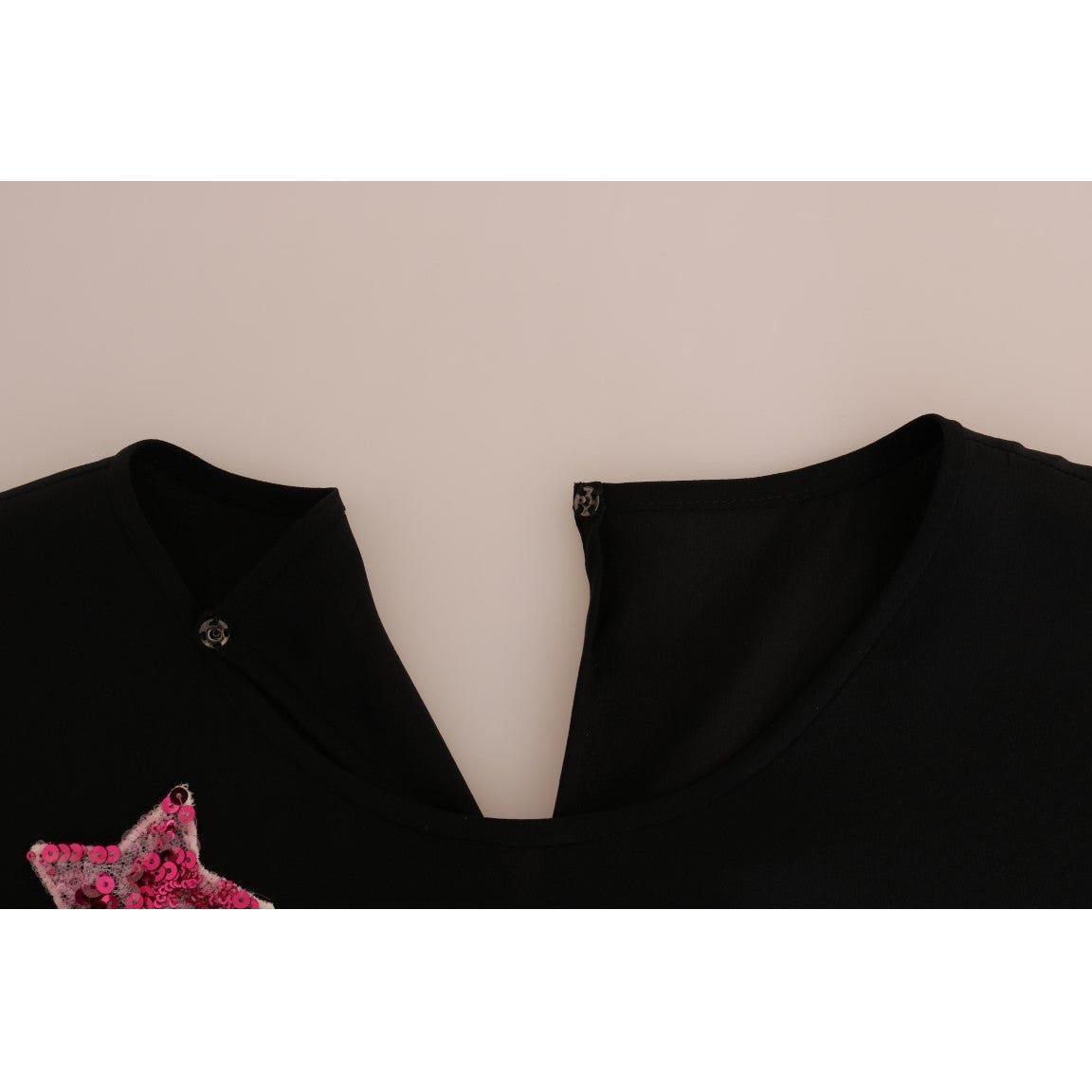 Dolce & Gabbana Black Silk Fairy Tale Top Crystal Blouse TSH1742-5