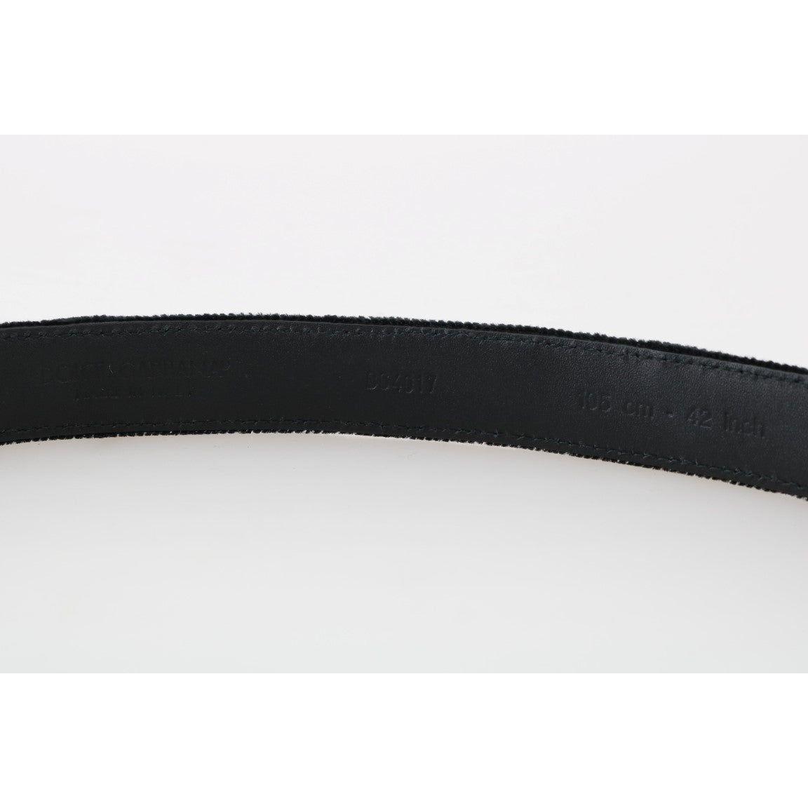 Dolce & Gabbana Black Cotton Royal Bee Embroidery Belt BEL50052-2