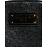 Dolce & Gabbana Black Grain Leather Logo Plaque Clutch Bag