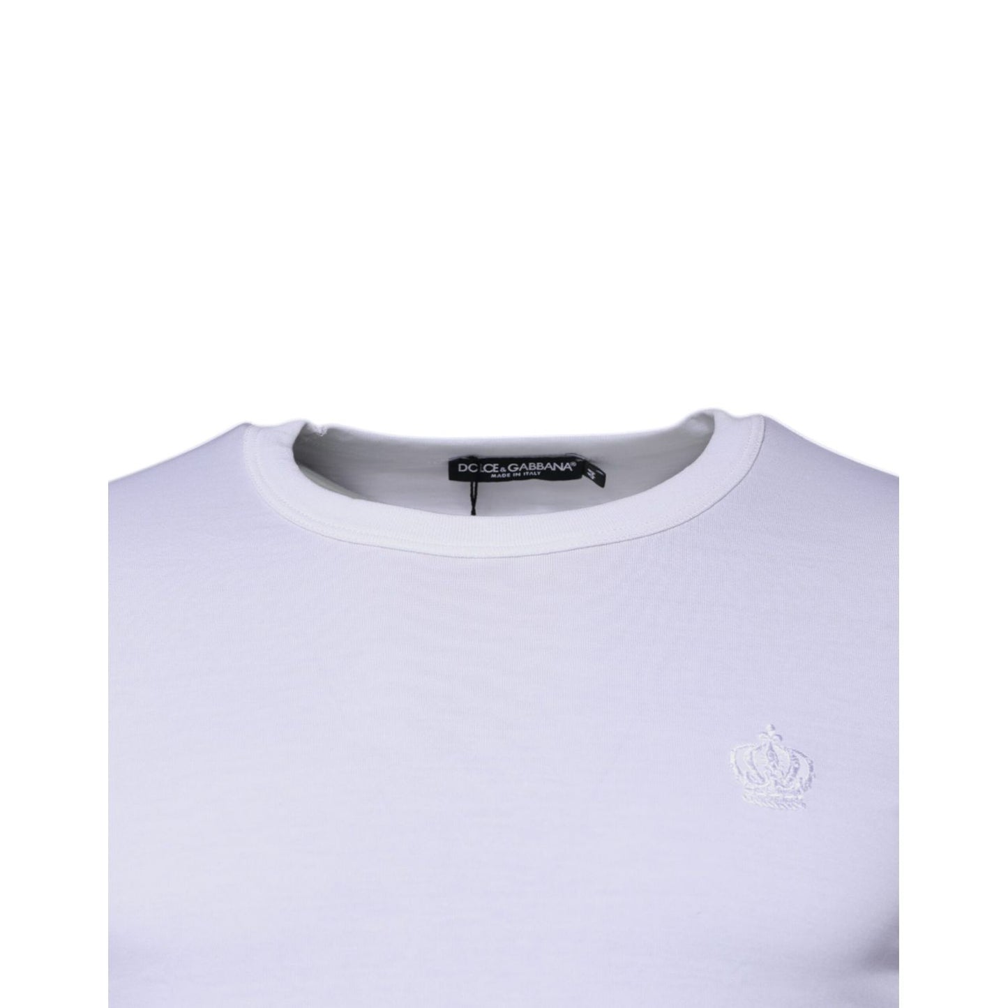 Dolce & Gabbana White Crown Crew Neck Cotton Pullover Sweater TSH87421-44