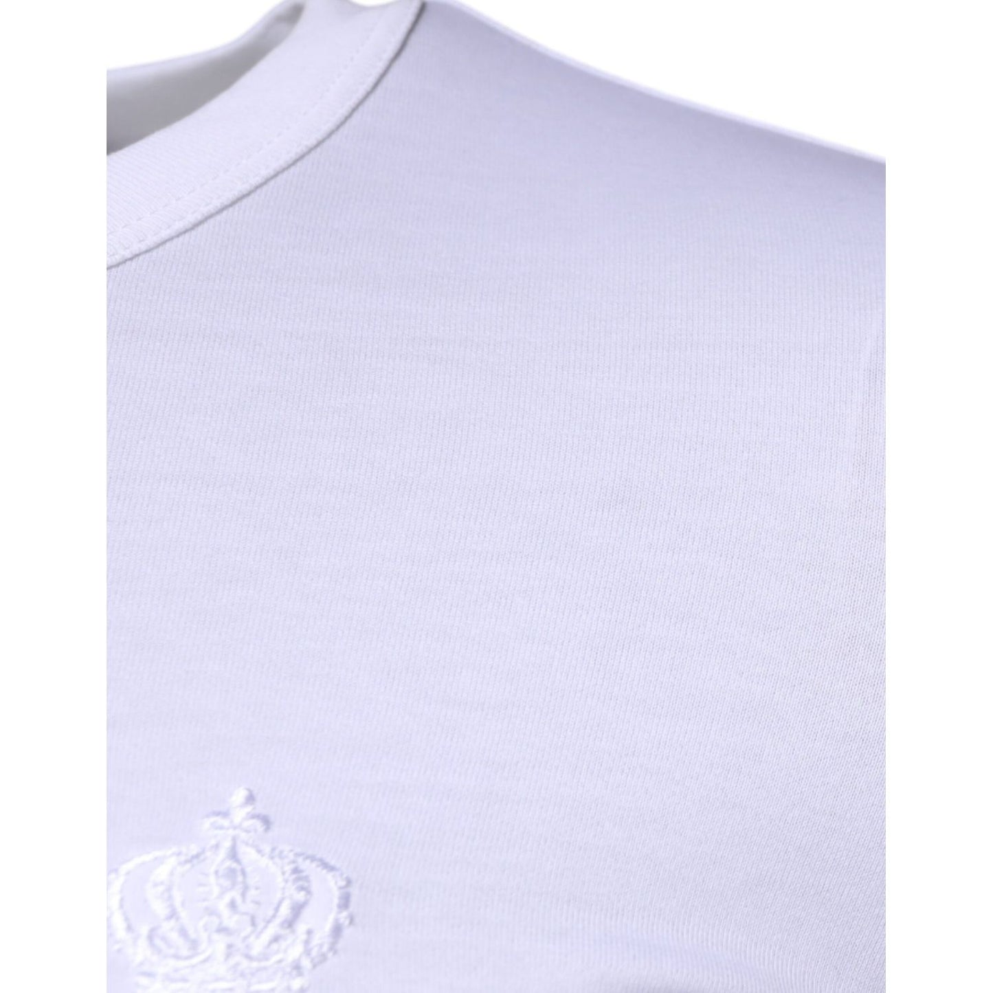 Dolce & Gabbana White Crown Crew Neck Cotton Pullover Sweater TSH87421-44