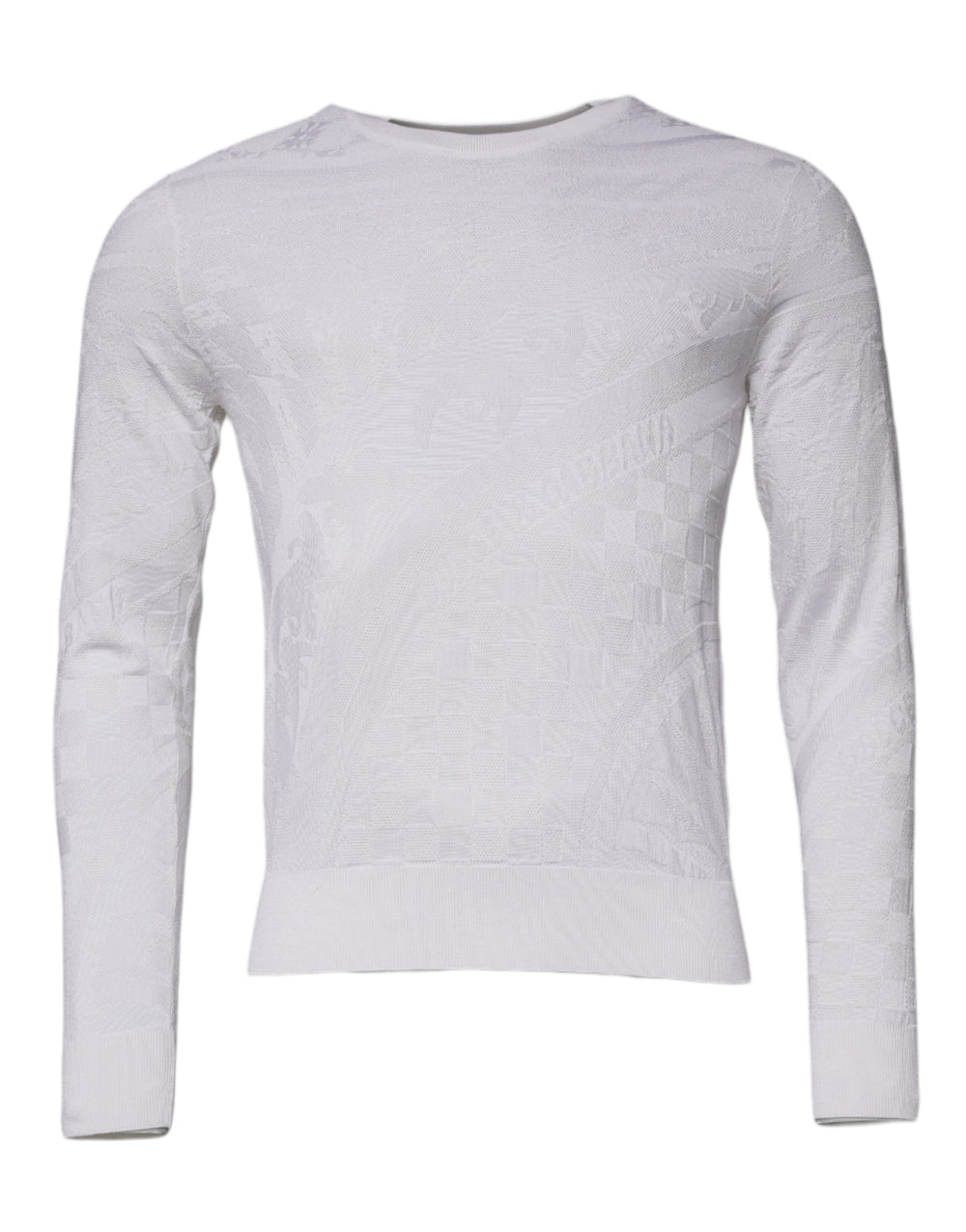 Dolce & Gabbana White Silk Crew Neck Men Pullover Sweater TSH87543-46