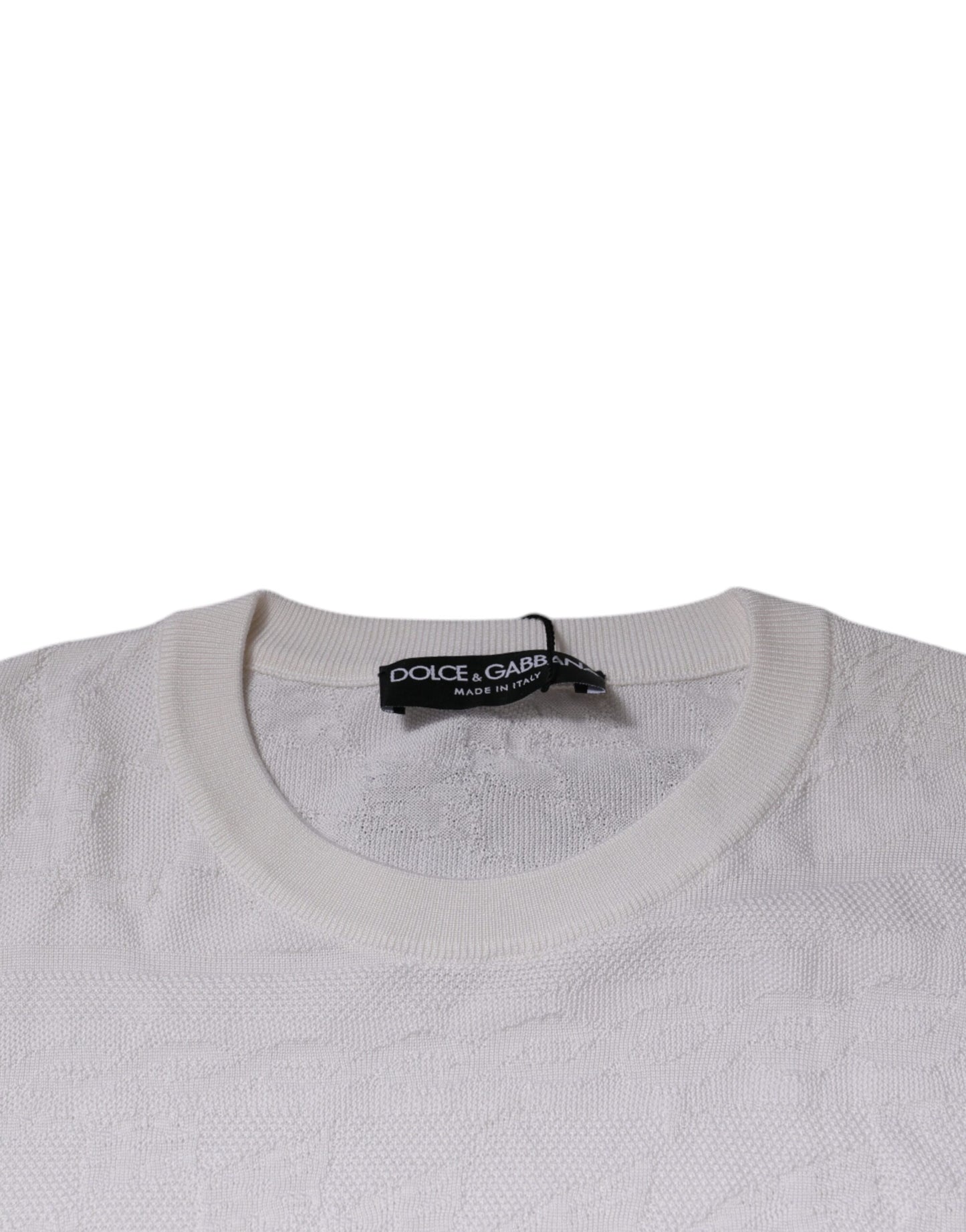 Dolce & Gabbana White Silk Crew Neck Men Pullover Sweater TSH87543-46