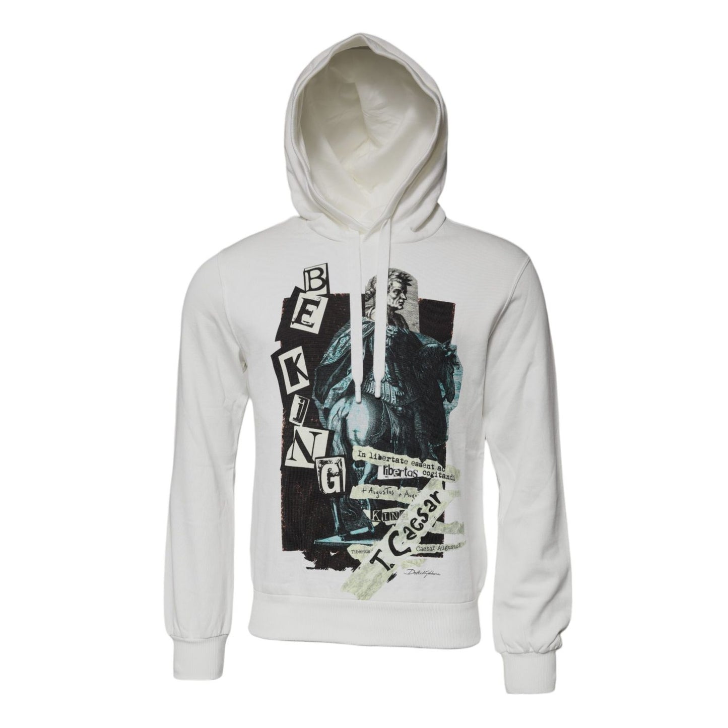 Dolce & Gabbana White Caesar Cotton Hooded Pullover Sweater TSH87566-46