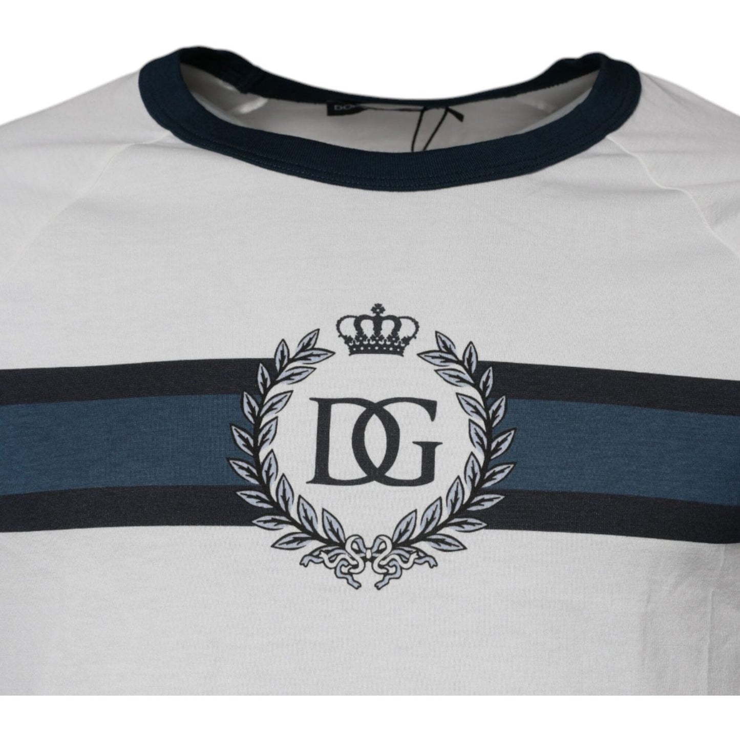 Dolce & Gabbana White DG Crown Cotton Crew Neck T-shirt TSH87241-44