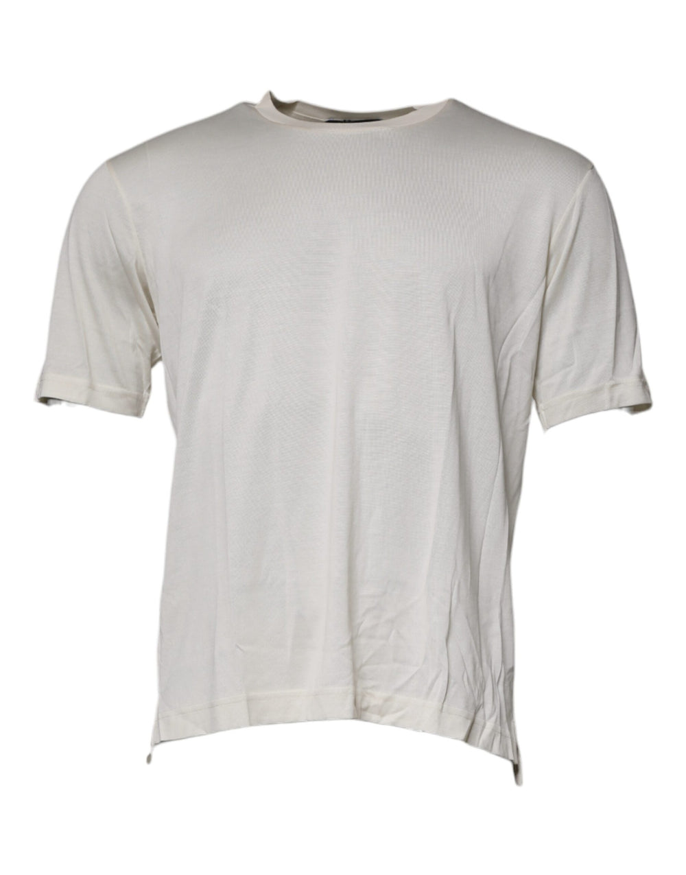 Dolce & Gabbana Off White Silk Crew Neck Short Sleeve T-shirt TSH87255-48