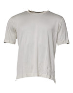 Dolce & Gabbana Off White Silk Crew Neck Short Sleeve T-shirt TSH87255-48