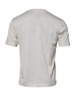 Dolce & Gabbana Off White Silk Crew Neck Short Sleeve T-shirt TSH87255-48