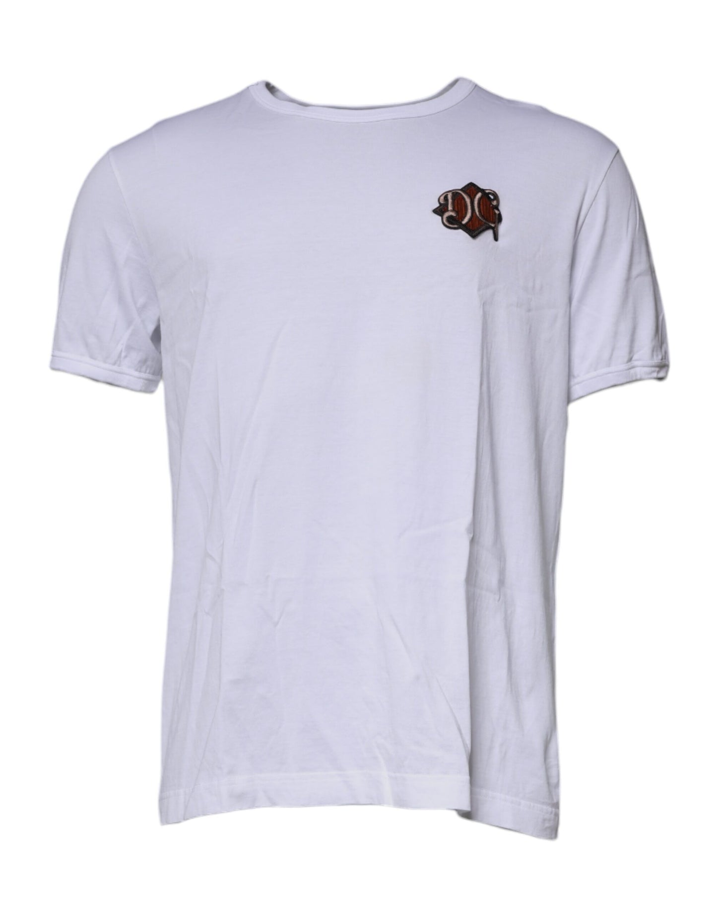Dolce & Gabbana White DG Embroidery Cotton Crew Neck T-shirt TSH87369-56