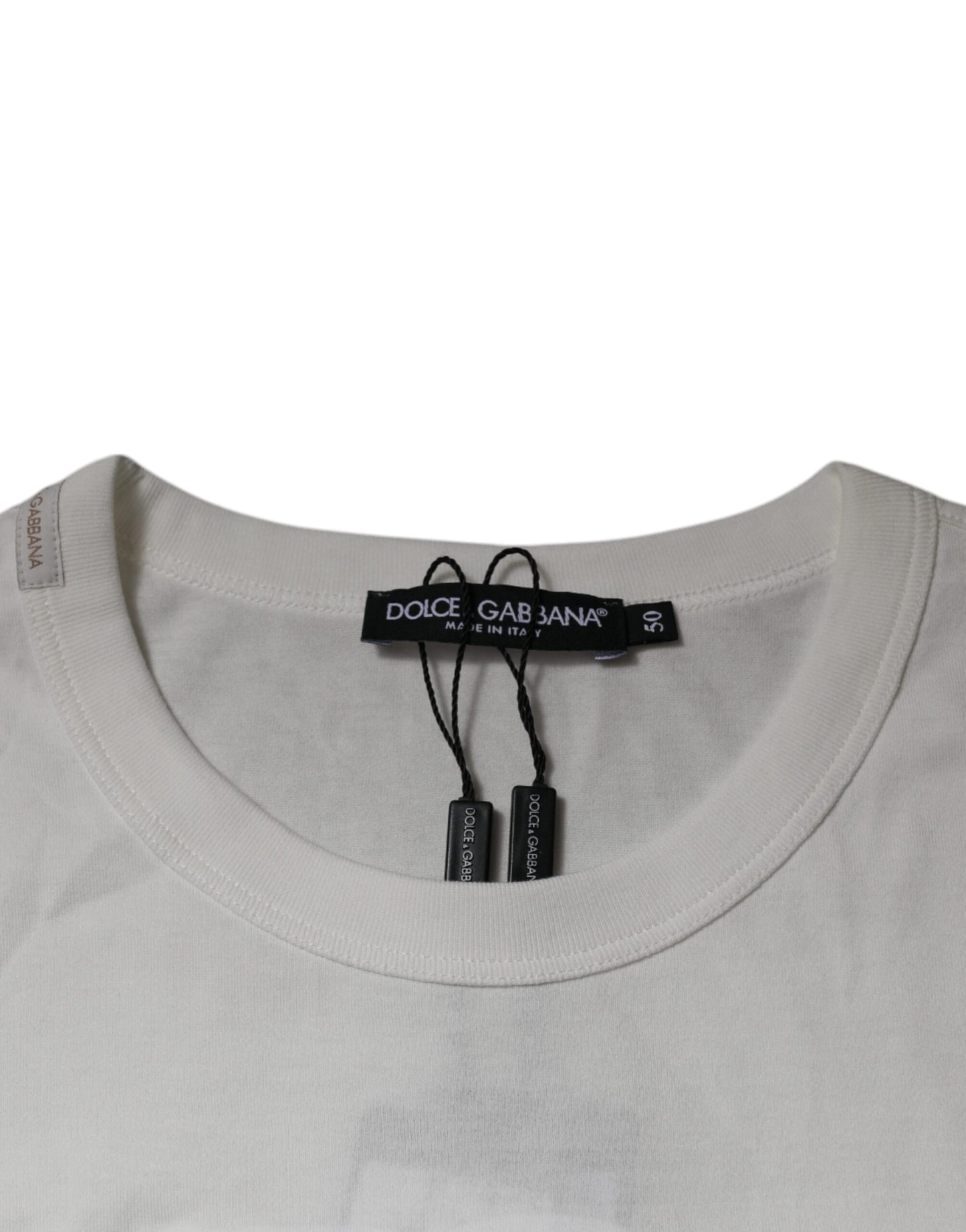Dolce & Gabbana White DG Logo Cotton Crew Neck T-shirt TSH87377-50