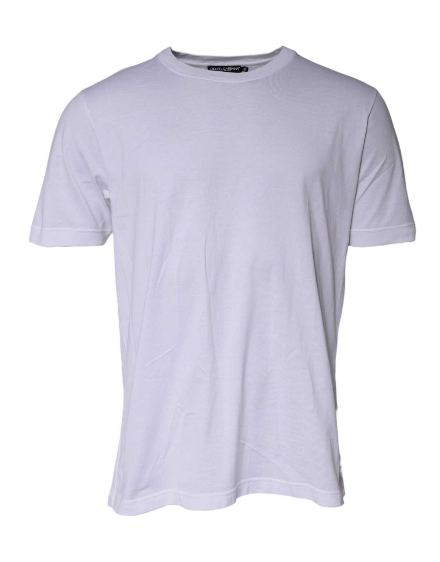 Dolce & Gabbana White Cotton Crew Neck Short Sleeves T-shirt TSH87404-48
