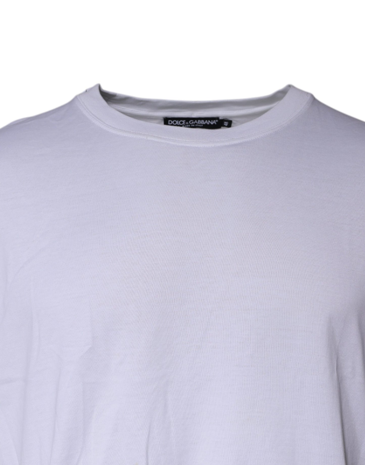 Dolce & Gabbana White Cotton Crew Neck Short Sleeves T-shirt TSH87404-48
