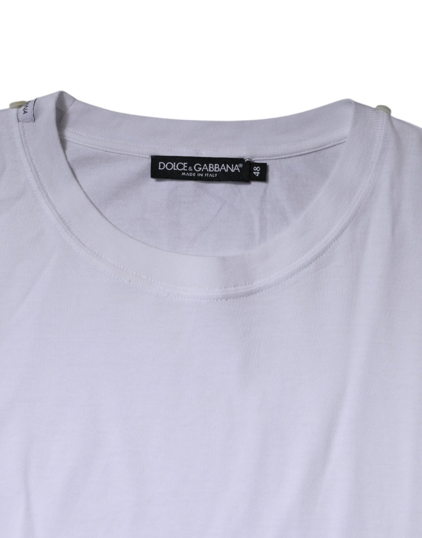Dolce & Gabbana White Cotton Crew Neck Short Sleeves T-shirt TSH87404-48