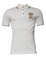 Dolce & Gabbana Off White Crown Cotton Collared Polo T-shirt TSH87424-44