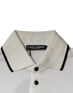 Dolce & Gabbana Off White Crown Cotton Collared Polo T-shirt TSH87424-44