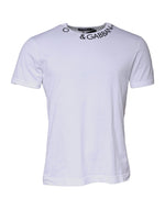 Dolce & Gabbana White Cotton Logo Crew Neck Short Sleeves T-shirt TSH87438-50