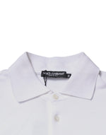 Dolce & Gabbana White Cotton Logo Plaque Collared Polo T-shirt TSH87488-50