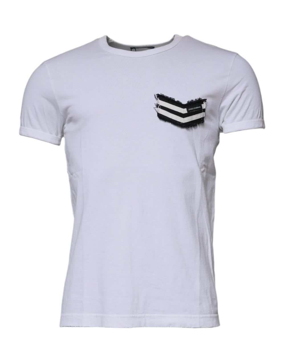 Dolce & Gabbana White Stripes Crew Neck Short Sleeves T-shirt TSH87496-48