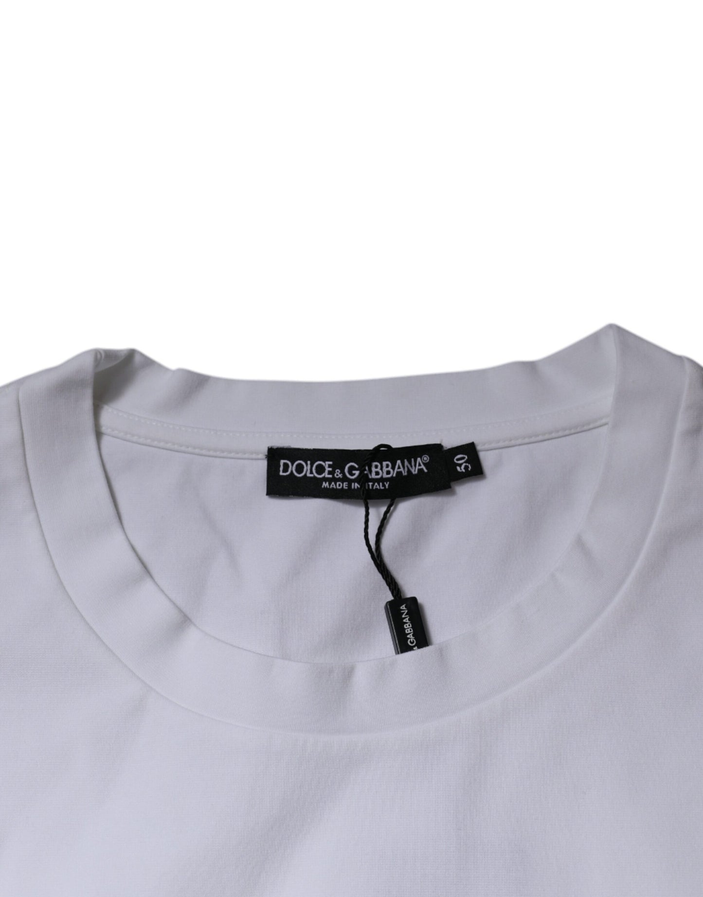 Dolce & Gabbana White DG Logo Cotton Crew Neck T-shirt TSH87521-50