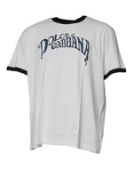 Dolce & Gabbana White Graphic Print Cotton Crew Neck T-shirt TSH87522-60