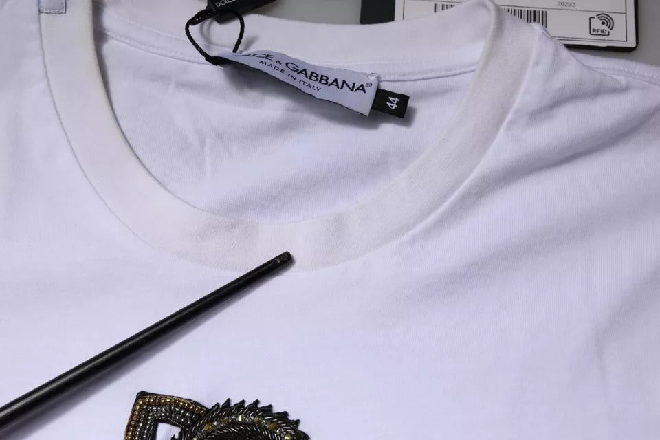 Dolce & Gabbana White DG Logo Cotton Crew Neck T-shirt TSH87557-44