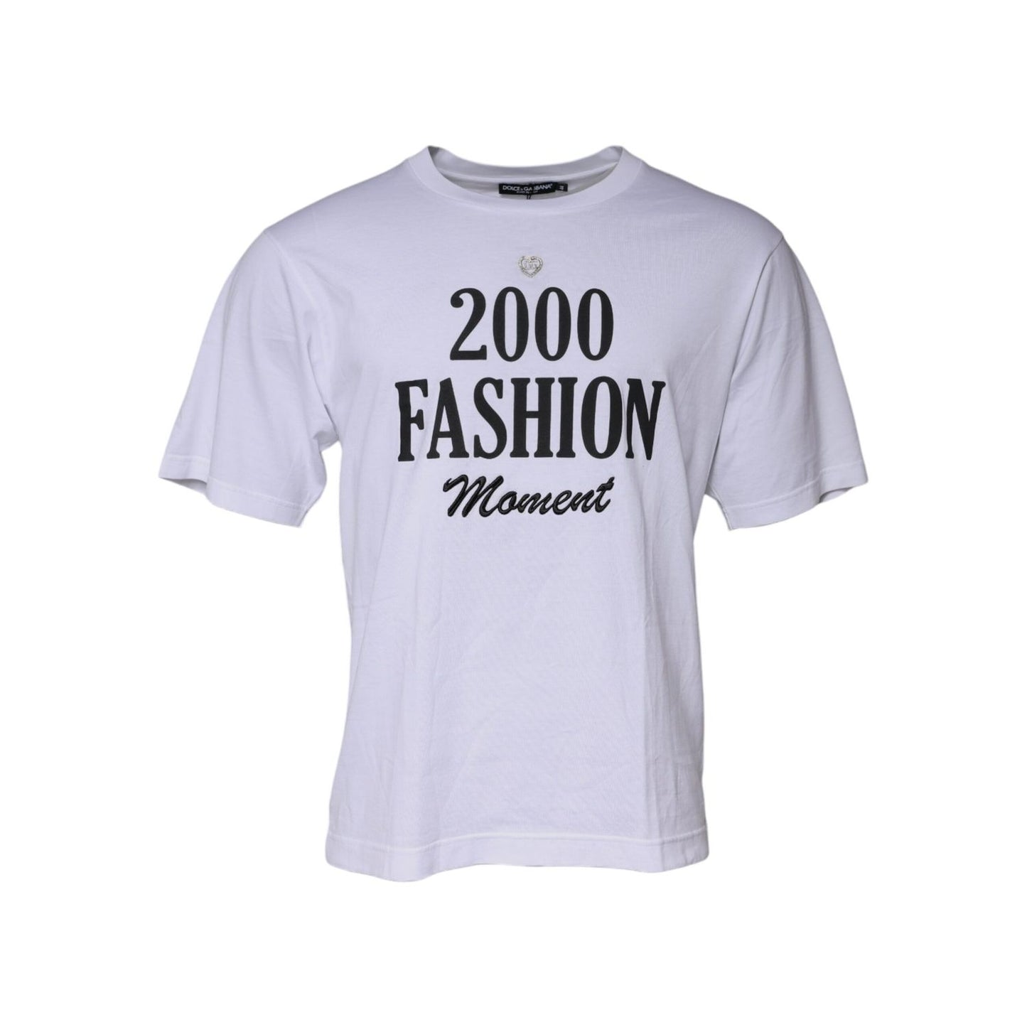 Dolce & Gabbana White Graphic Print Cotton Crew Neck T-shirt TSH87559-44
