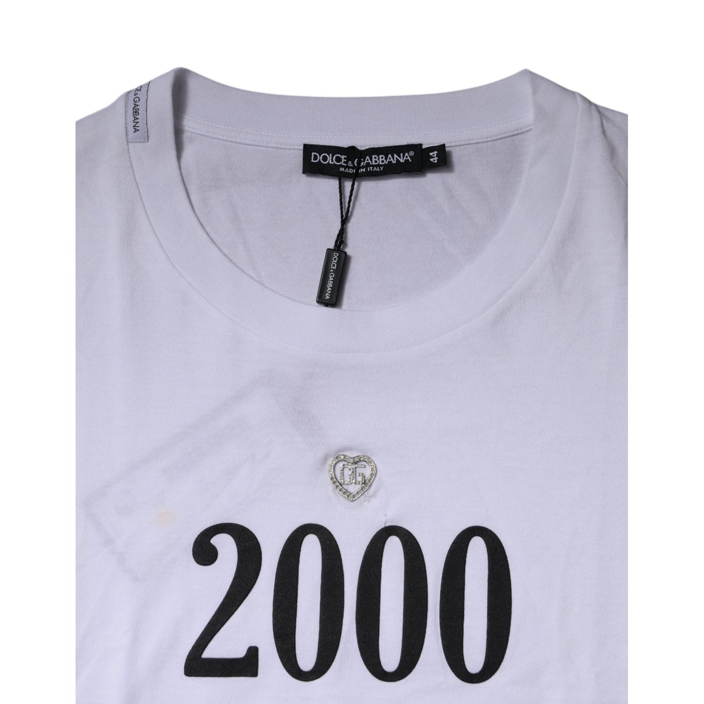 Dolce & Gabbana White Graphic Print Cotton Crew Neck T-shirt TSH87559-44