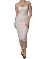 Dolce & Gabbana White Sheer Tulle Bustier Bodycon Midi Dress DR281232-40