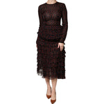 Dolce & Gabbana Black Red Polka Dot Silk Layered Midi Dress DR281255-40
