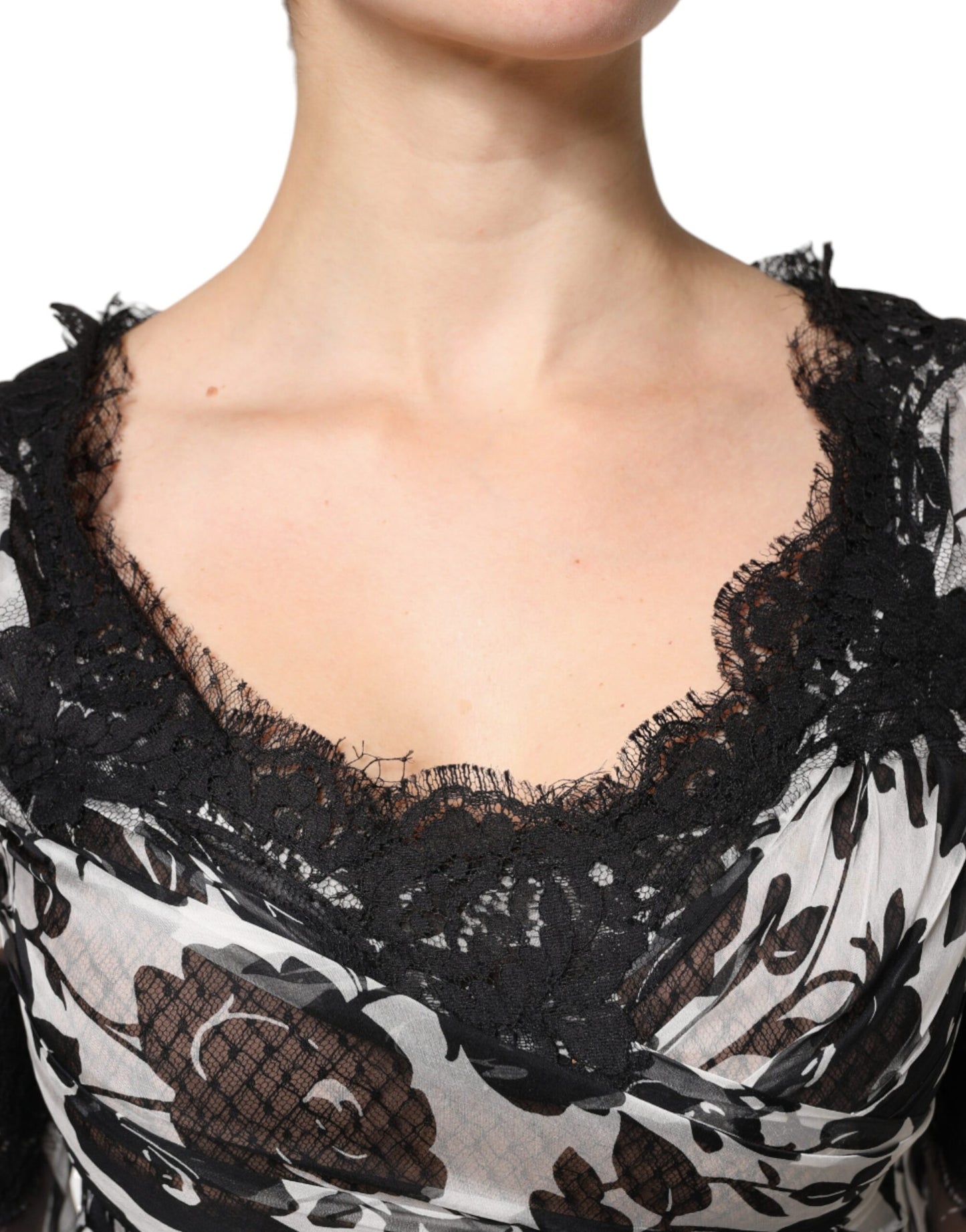 Dolce & Gabbana Black Silk Floral Lace Ricamo Ball Maxi Dress DR281339-40