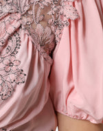 Ermanno Scervino Pink Floral Lace Short Sleeves V-neck Midi Dress DR281383-44