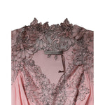 Ermanno Scervino Pink Floral Lace Short Sleeves V-neck Midi Dress DR281388-40