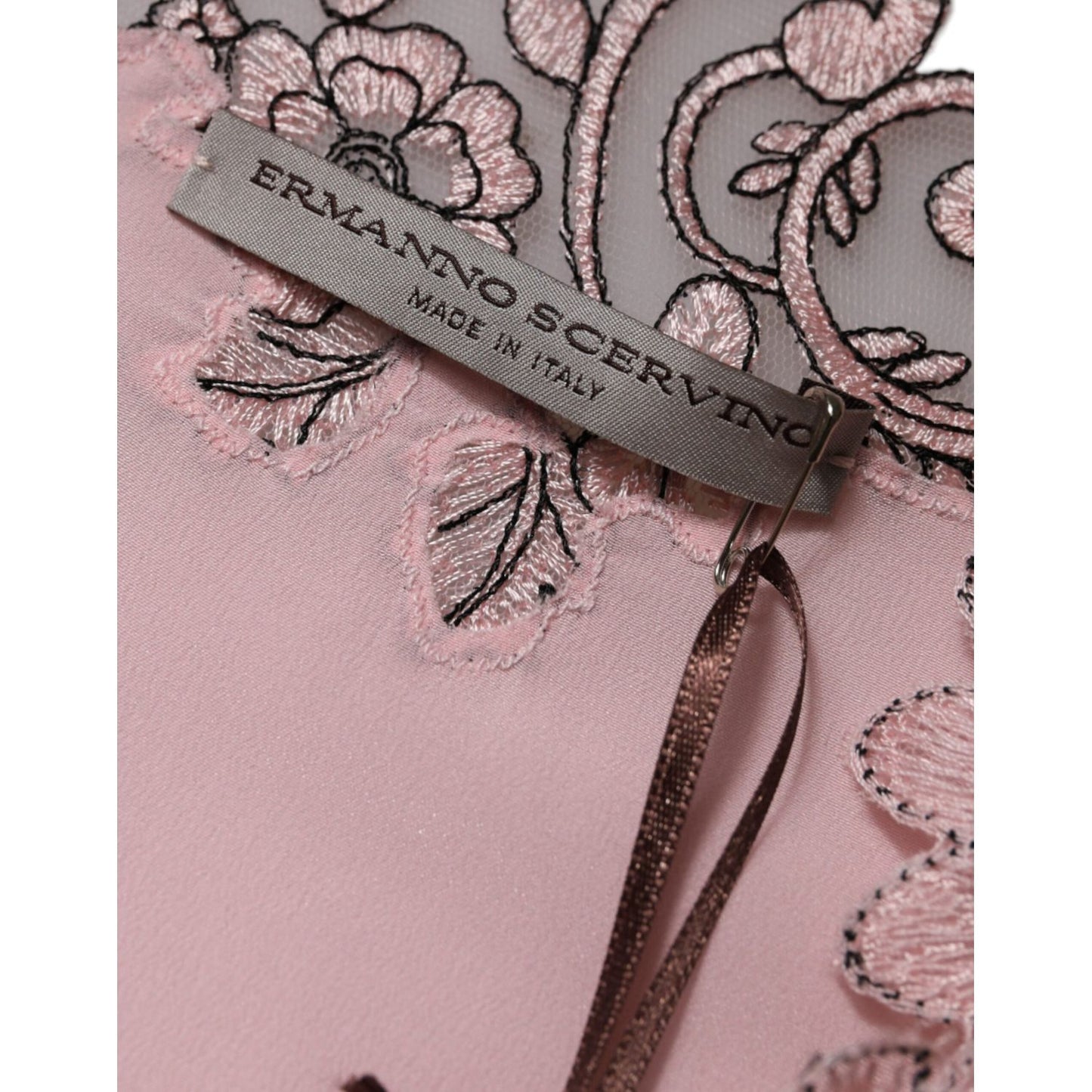 Ermanno Scervino Pink Floral Lace Short Sleeves V-neck Midi Dress DR281388-40