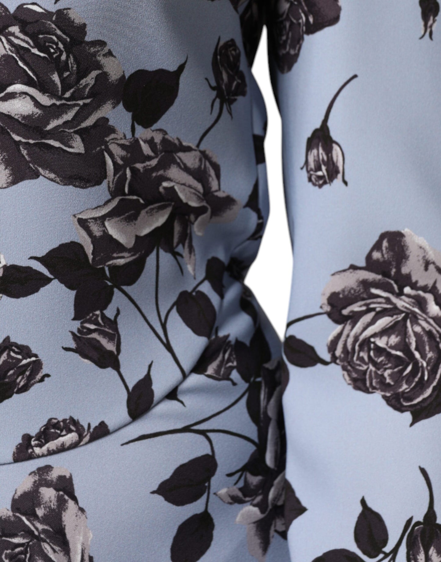 Valentino Light Blue Floral Long Sleeves A-line Mini Dress DR281395-40