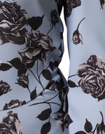 Valentino Light Blue Floral Long Sleeves A-line Mini Dress DR281395-40