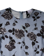 Valentino Light Blue Floral Long Sleeves A-line Mini Dress DR281395-40