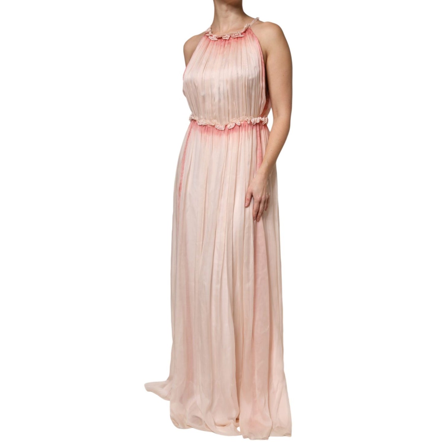 Alberta Ferretti Pink Sleeveless Pleated A-line Maxi Dress DR281411-42
