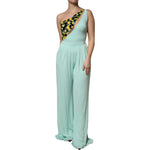 Elisabetta Franchi Mint Green One Shoulder Long Jumpsuit Dress DR281421-42