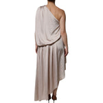 Christian Pellizzari Beige One Shoulder Asymmetric Drape Dress DR281425-40