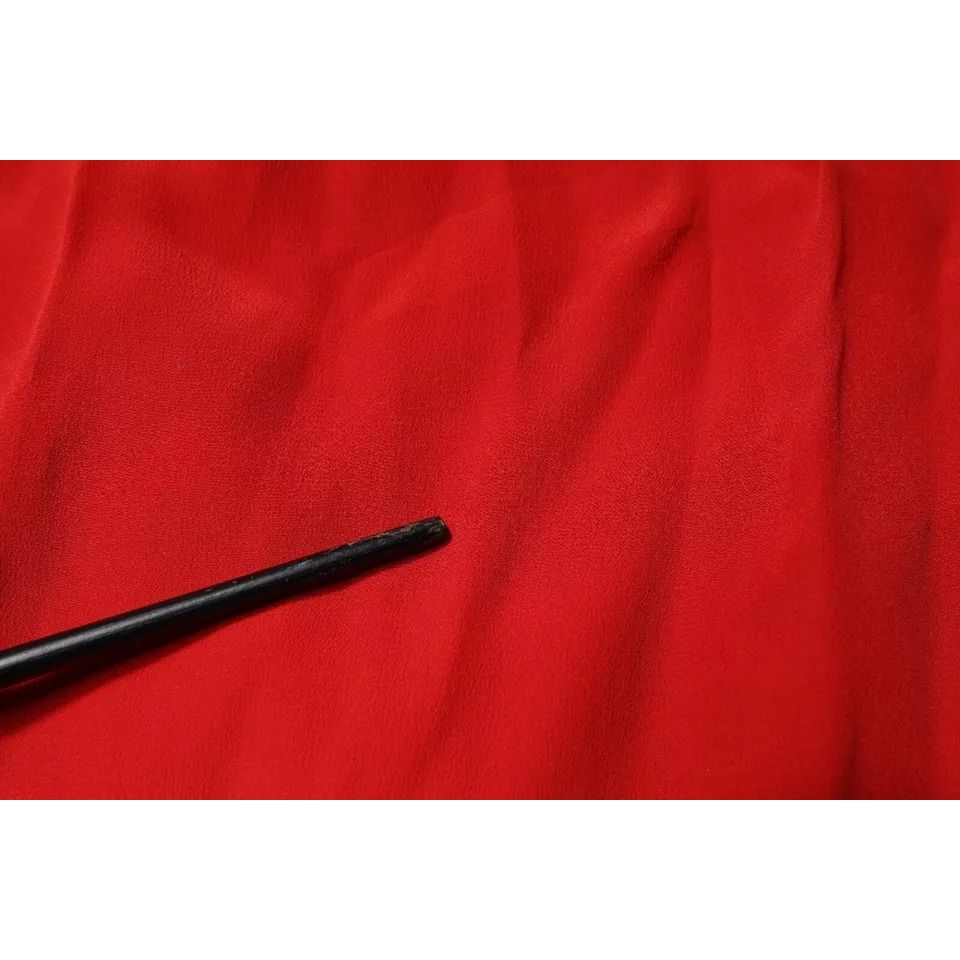 Dondup Red Acetate Short Sleeves Plunging Neckline Maxi Dress DR281430-42