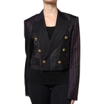 Dolce & Gabbana Multicolor Stripes Wool Cropped Blazer Coat Jacket JKT4179-40