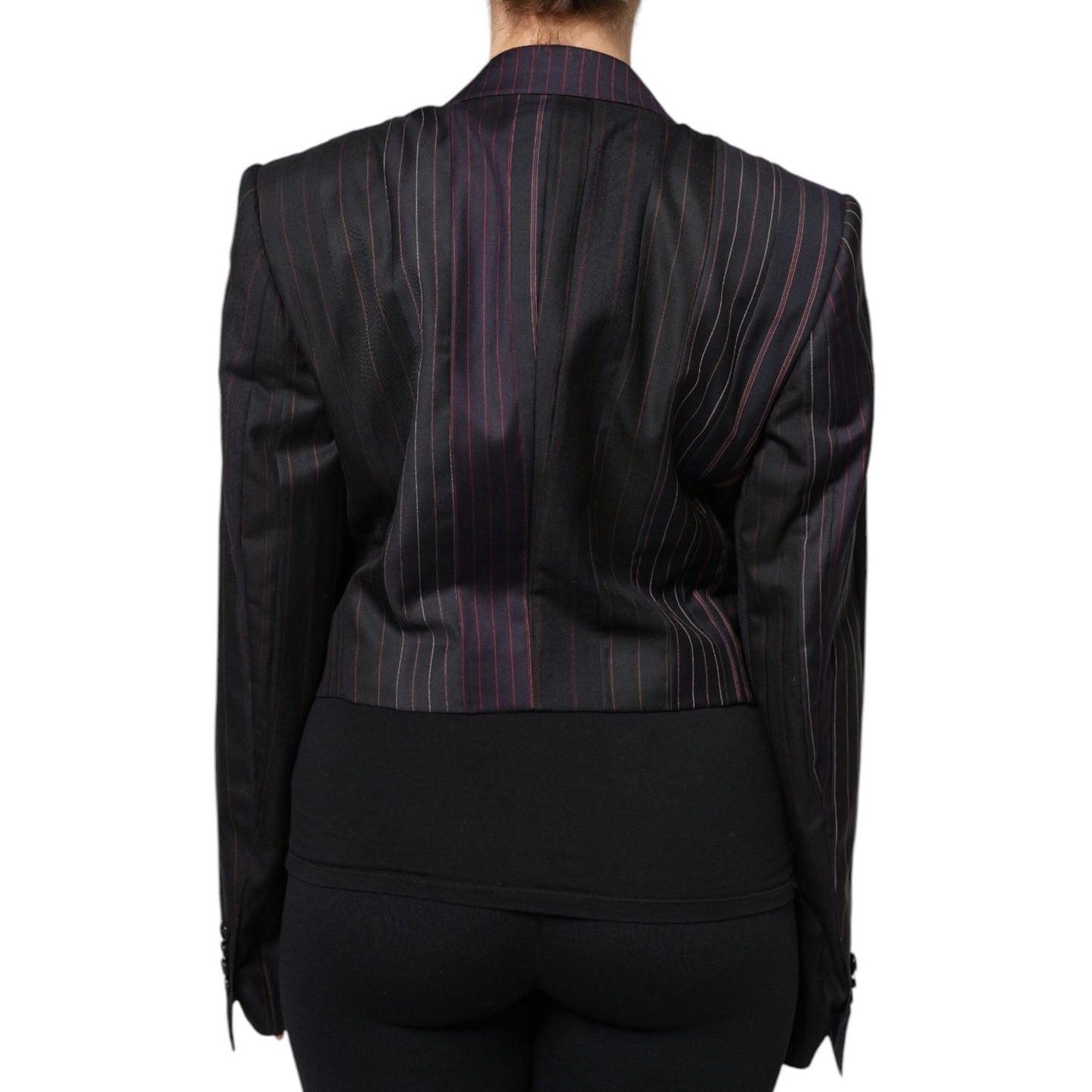 Dolce & Gabbana Multicolor Stripes Wool Cropped Blazer Coat Jacket JKT4179-40