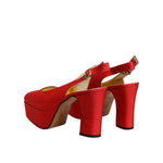 Dolce & Gabbana Red Platform Slingback Heels Sandals Shoes LA12219-39.5