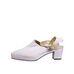 Dolce & Gabbana Off White Block Heel Slingback Sandals Shoes LA12221-41